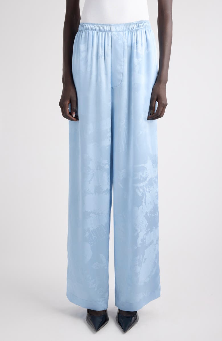 Balenciaga Washed Silk Jacquard Pajama Pants, Main, color, 5840 Baby Blue