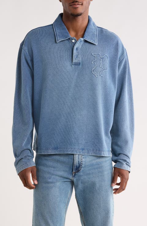 Fleece Crossback Long Sleeve Polo