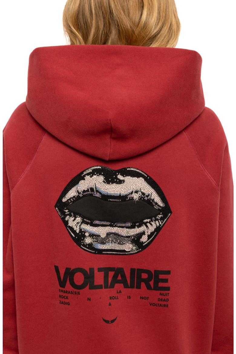 Georgy Mo Tour Lips Strass Hoodie, Alternate, color, CHERRY