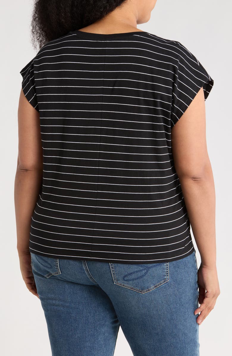 Nordstrom Pima Cotton T-Shirt, Alternate, color, Black- White Lauren Stripe