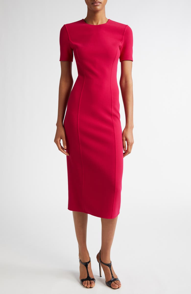 Michael Kors Collection Stretch Wool Midi Sheath Dress, Main, color,