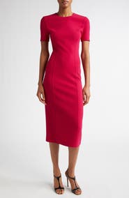 Michael Kors Collection Stretch Wool Midi Sheath Dress