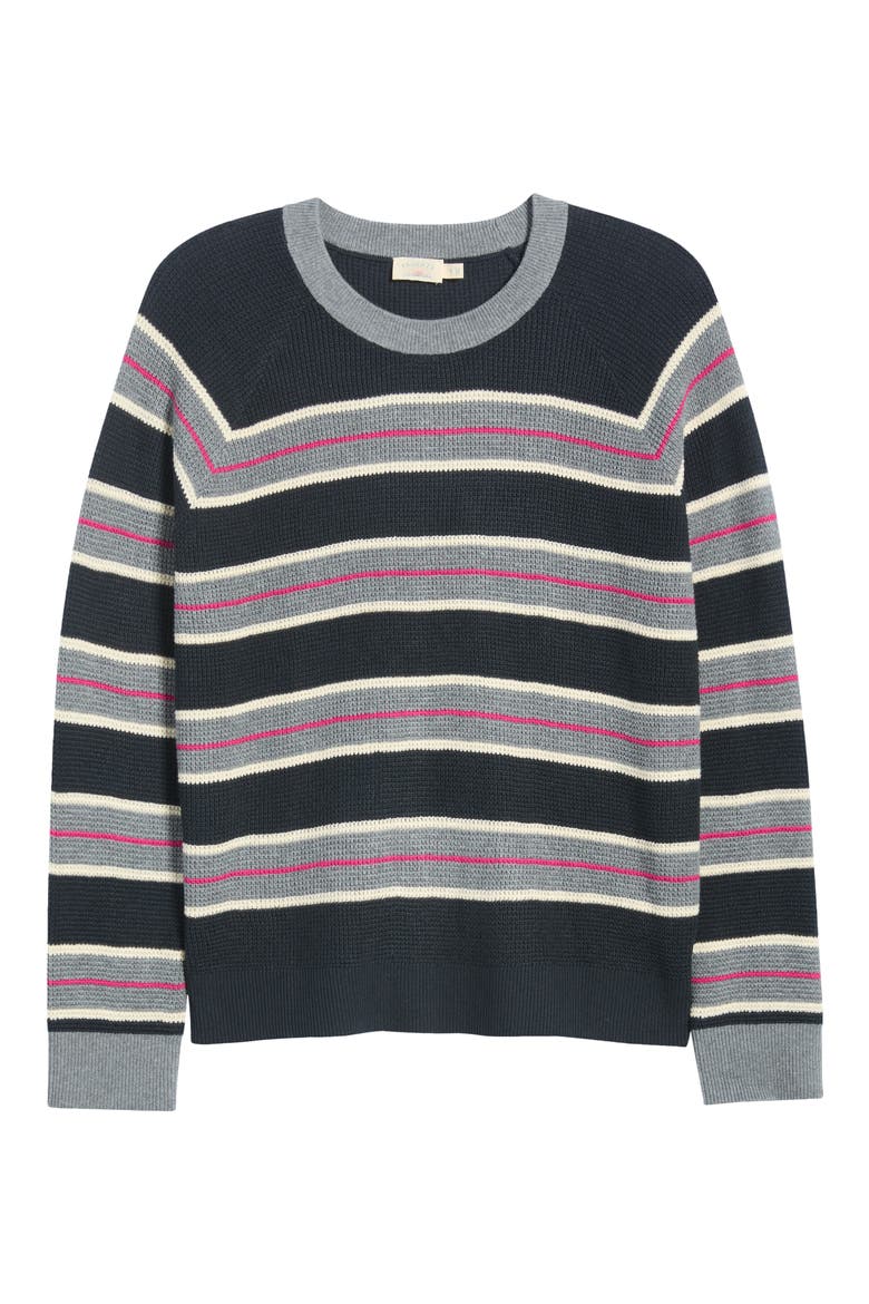 Throwback Stripe Organic Cotton & Cashmere Sweater, Main, color, NAVY SHADOW LINES