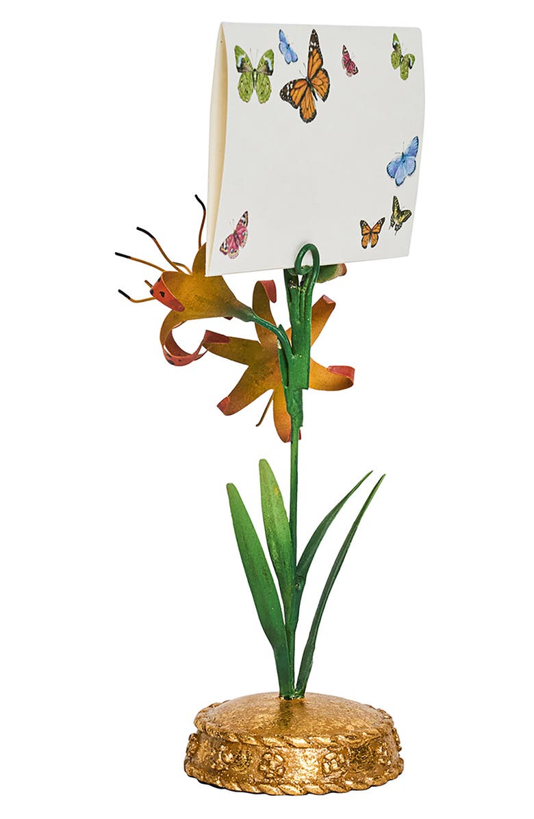 Juliska Meadow Walk Tiger Lily Place Card Holder, Alternate, color, Orange