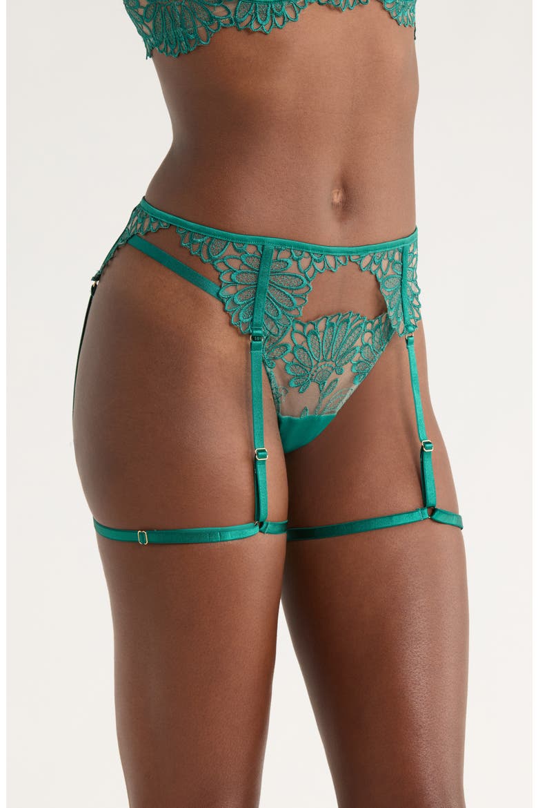 Amaris Garter Belt, Alternate, color, AVENTURINE GREEN/ SHEER