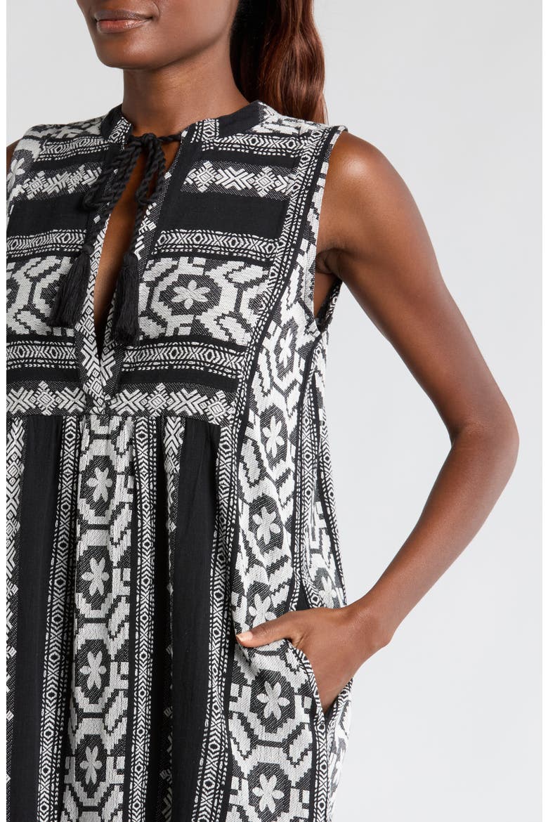 Sleeveless Cotton Cover-Up Midi Dress, Alternate, color, BLACK/ WHITE