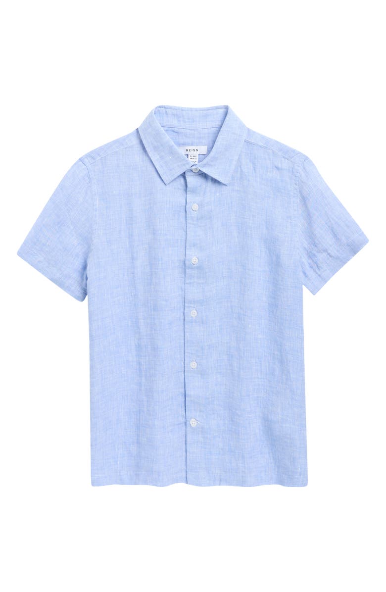 Reiss Kids' Linen Button-Up Shirt, Main, color, Soft Blue
