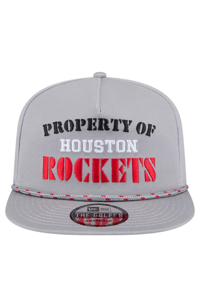 New Era Men's New Era Gray Houston Rockets Throwback Property Of Golfer Snapback Hat, Alternate, color, Gray