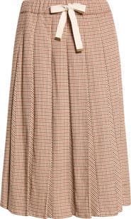 Moncler Microcheck Pleated Twill Skirt