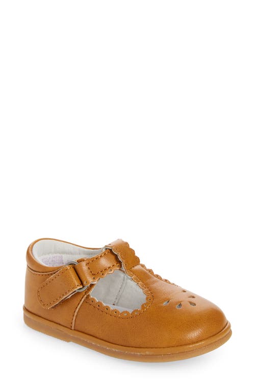 L'amour Dottie Scalloped T-strap Shoe In Brown
