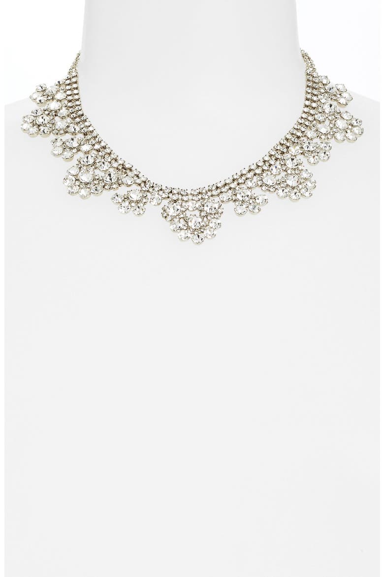 Scalloped Collar Necklace, Alternate, color, SILVER/ CLEAR