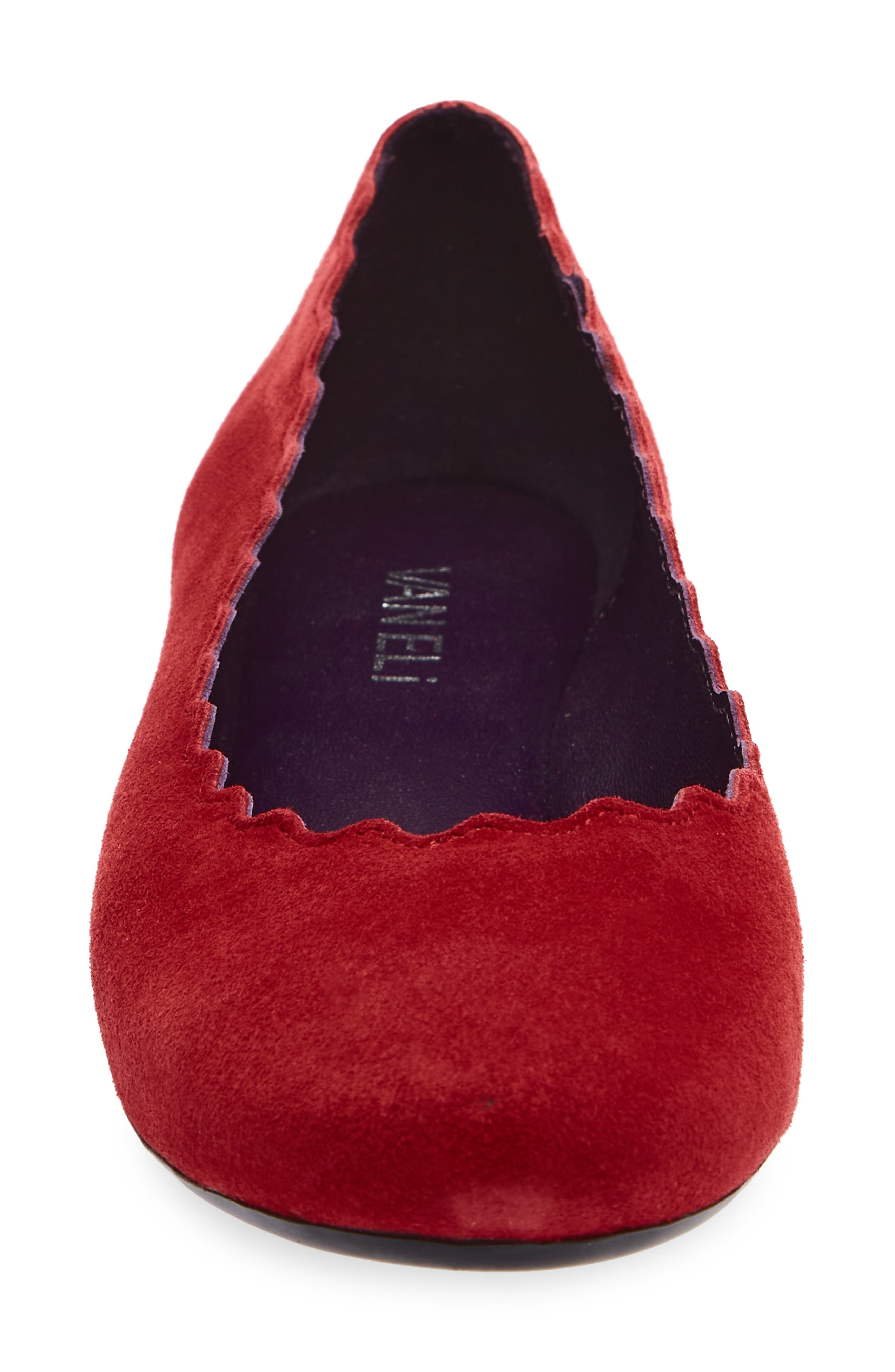 Baird Scalloped Flat, Alternate, color, RED