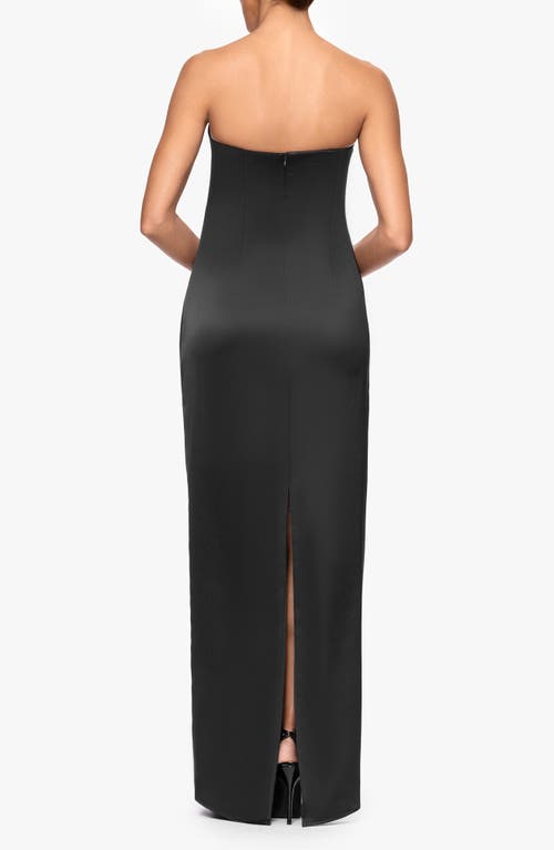 Xscape Evenings Strapless Satin Evening Gown In Black