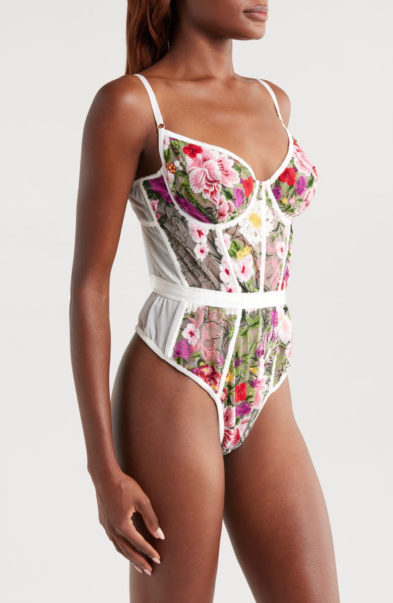 KILO BRAVA Embroidered Underwire Bodysuit, Alternate, color, Multicolor Floral