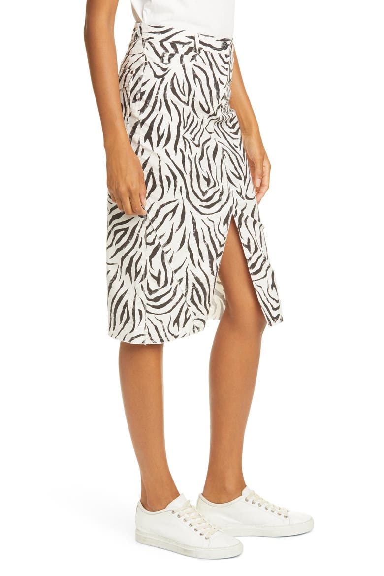 Zebra Print Denim Skirt, Alternate, color, CHAMPAGNE/ BLACK COMBO