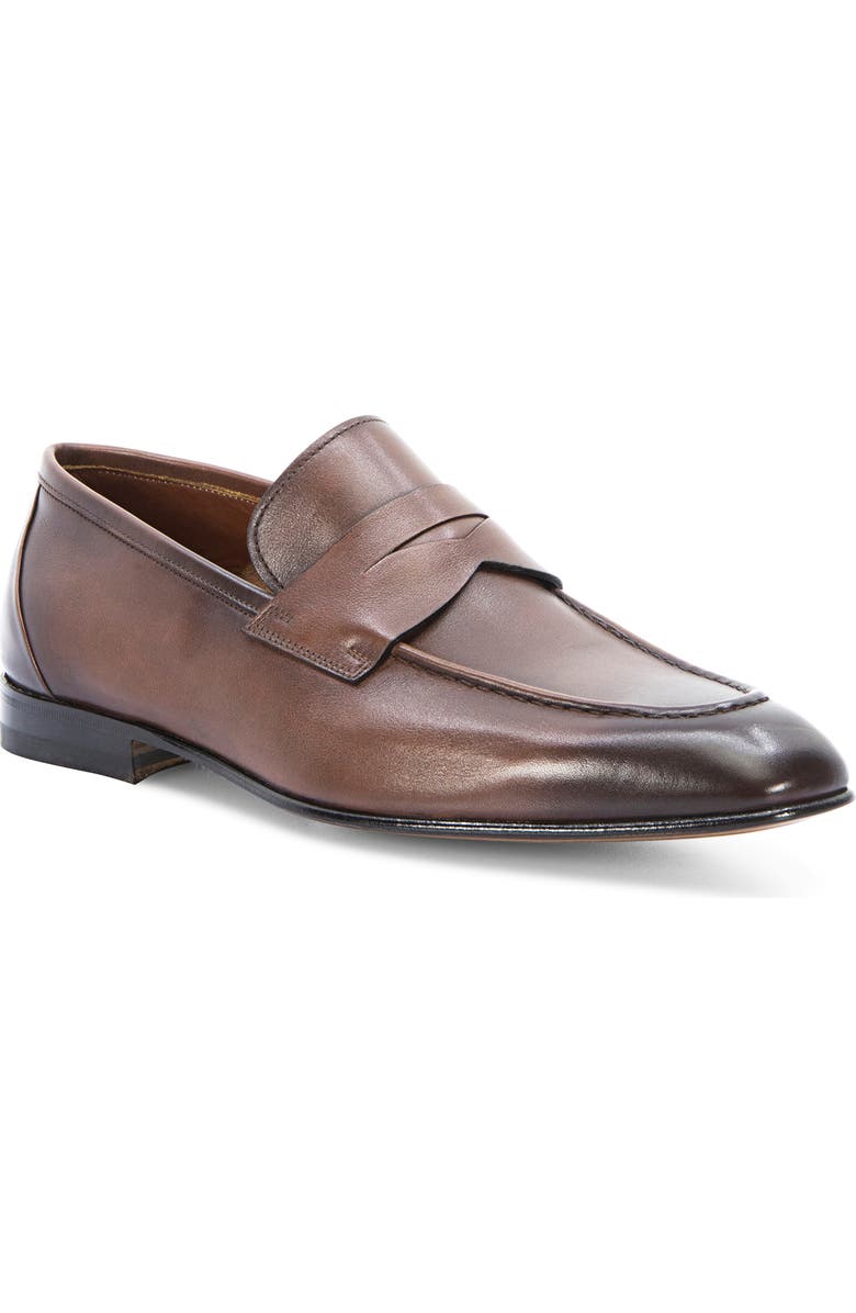 Santoni Gannon Penny Loafer, Main, color, Brown