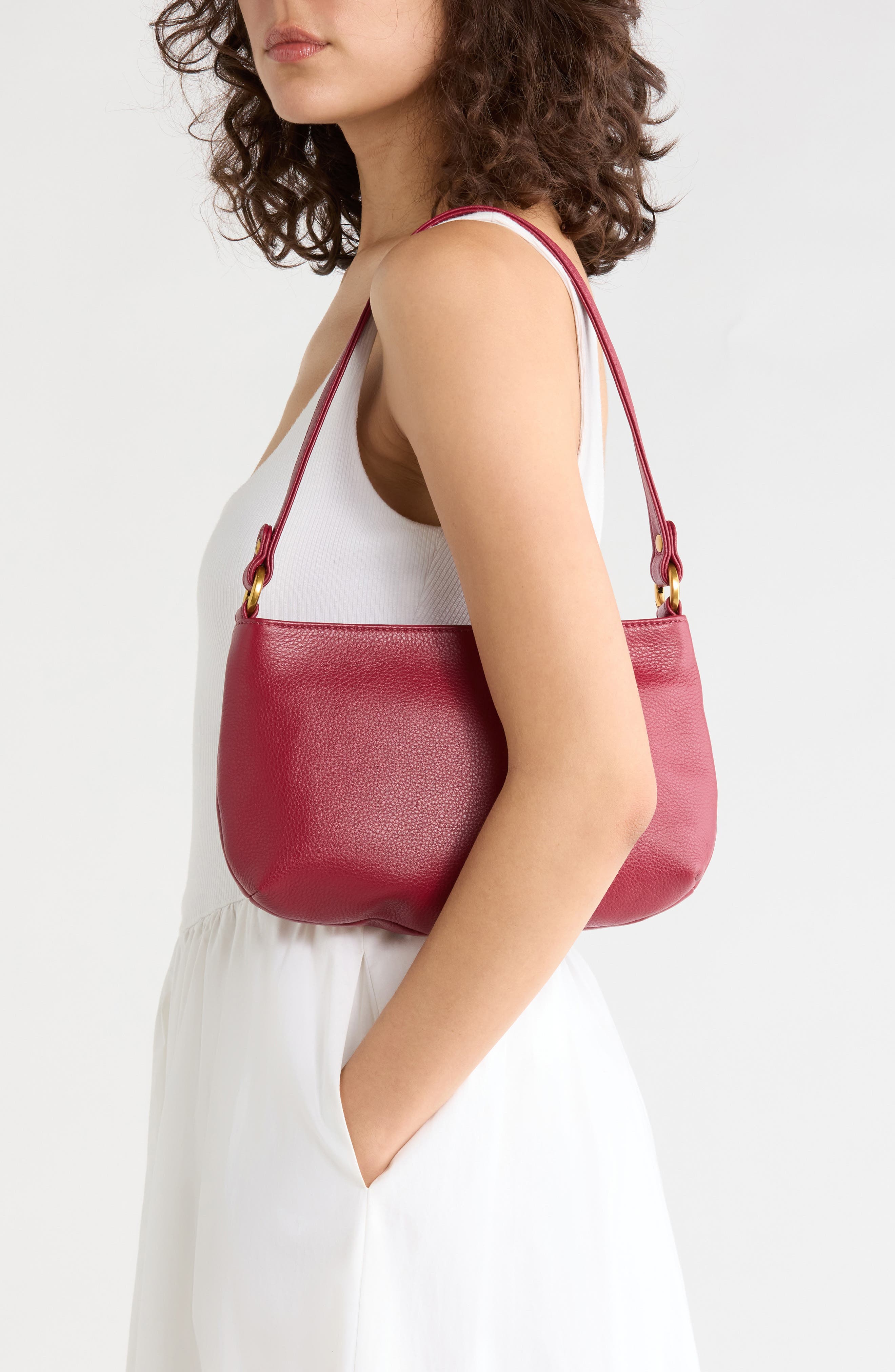 Pier Leather Baguette, Alternate, color, SANGRIA
