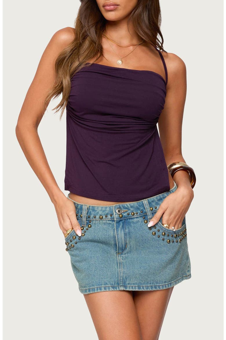Rachey Ruched Side Open Back Top, Main, color, PURPLE