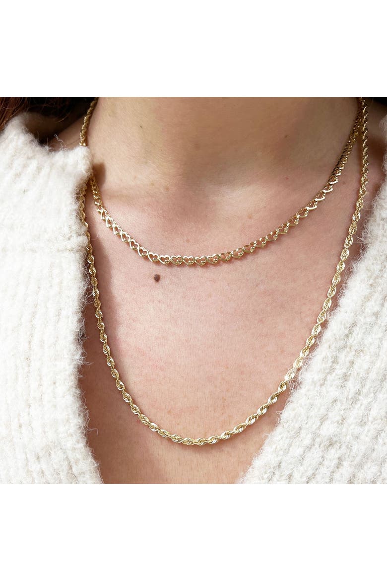 Gold Heart Link Necklace, Alternate, color, Yellow Gold