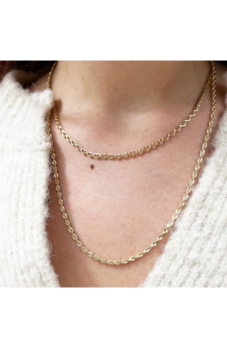 The Lovery Fine Jewelry Gold Heart Link Necklace, Alternate, color, Yellow Gold