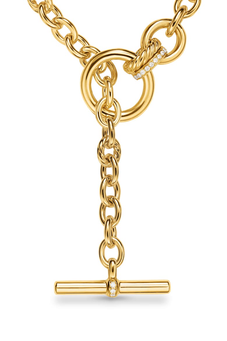 DY Mercer® Double Row Toggle Chain Necklace in 18K Yellow Gold with Diamonds, 8mm, Alternate, color, DIAMOND