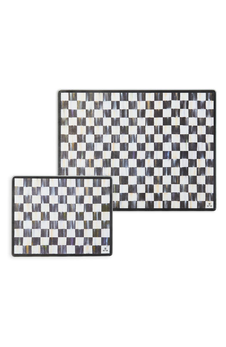 MACKENZIE CHILDS Courtly Check Set of 2 Glass Cutting Boards, Main, color, Courtly