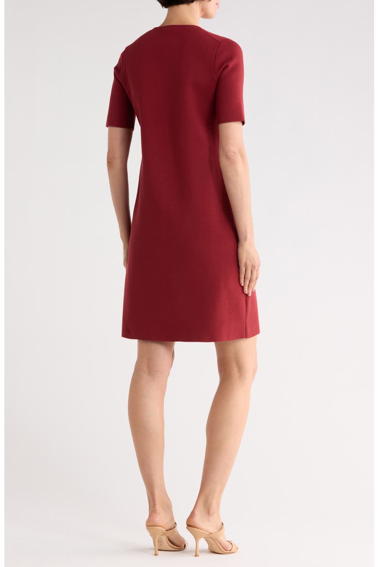 Short Sleeve Matte Crepe Shift Dress, Alternate, color, SCARLET