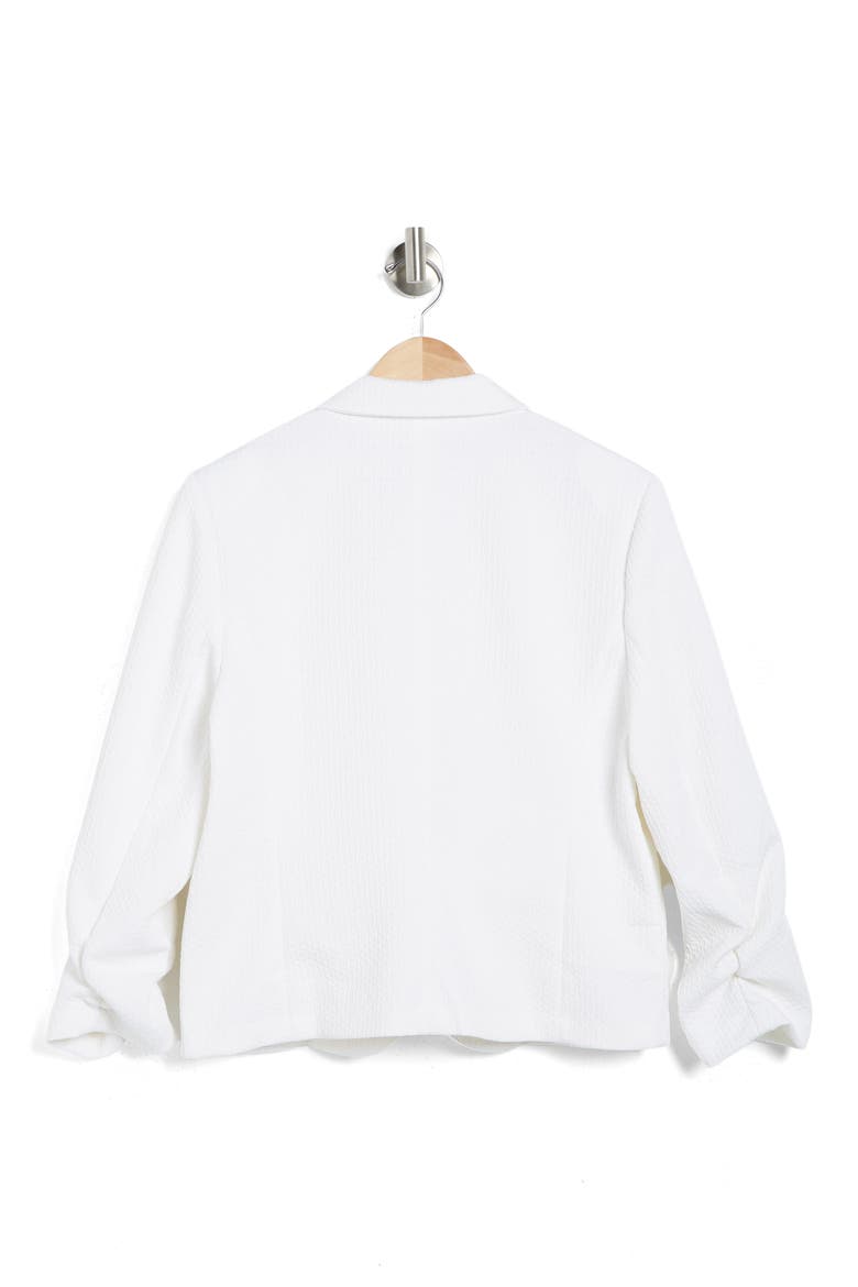 Ruched Sleeve Jacquard Blazer, Alternate, color, WHITE