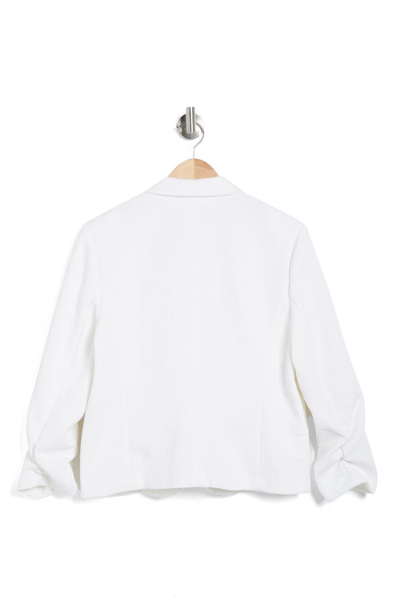 Amanda & Chelsea Ruched Sleeve Jacquard Blazer, Alternate, color, White