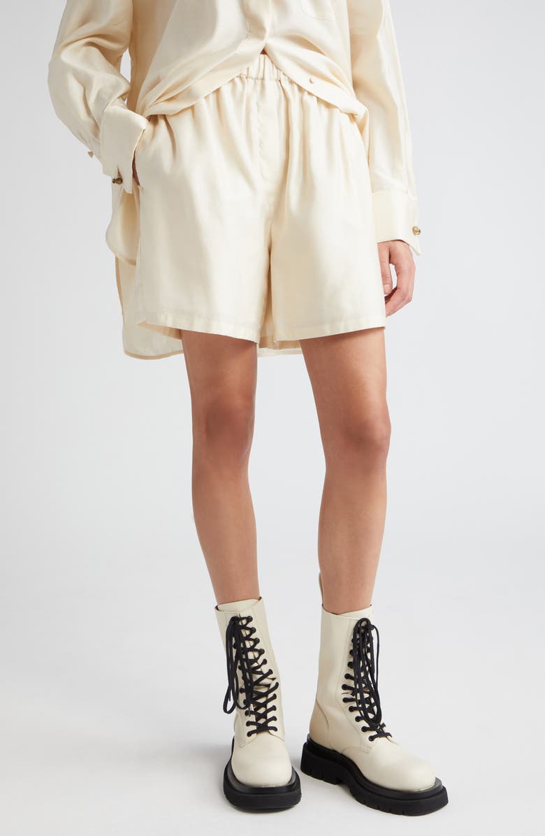 Max Mara Piadena Cotton Sateen Shorts, Main, color, Ivory