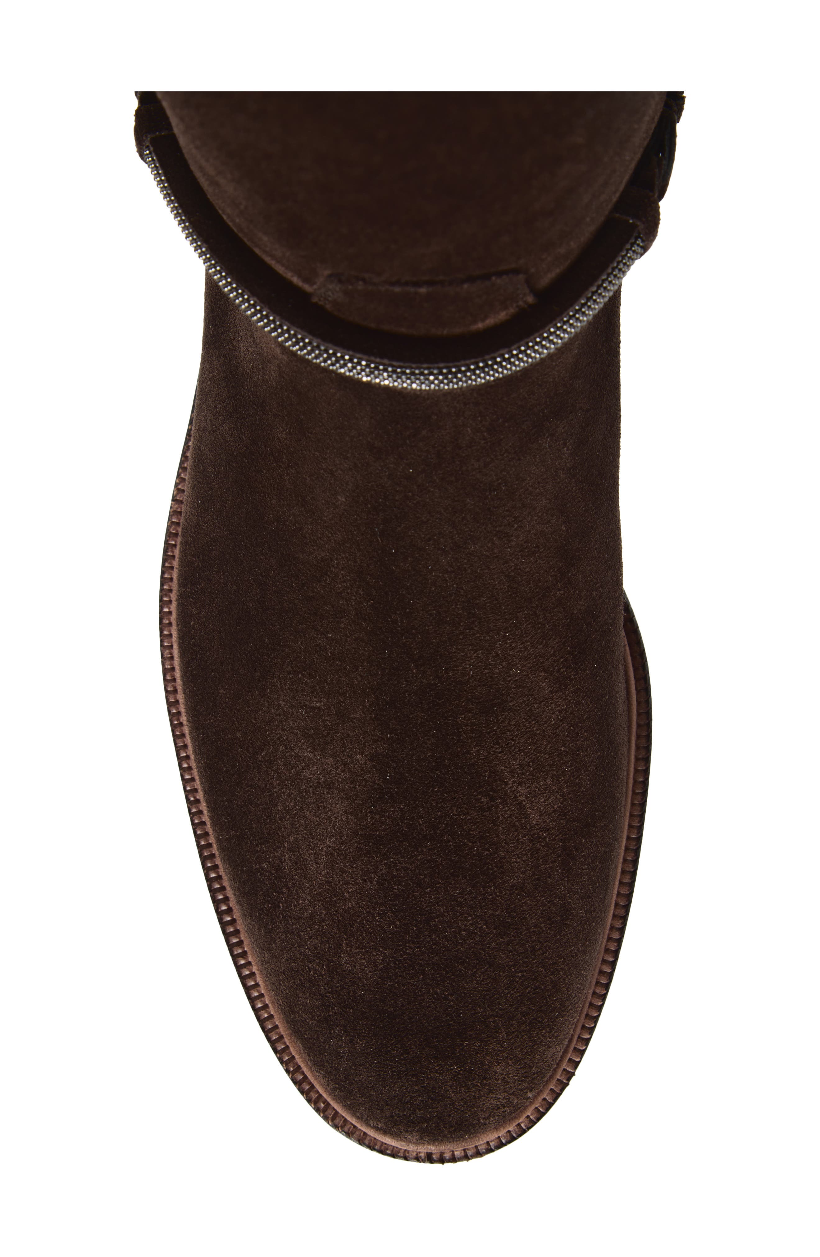 Brunello Cucinelli Monili Trim Tall Suede Riding Boot, Alternate, color, C9795 Pepper