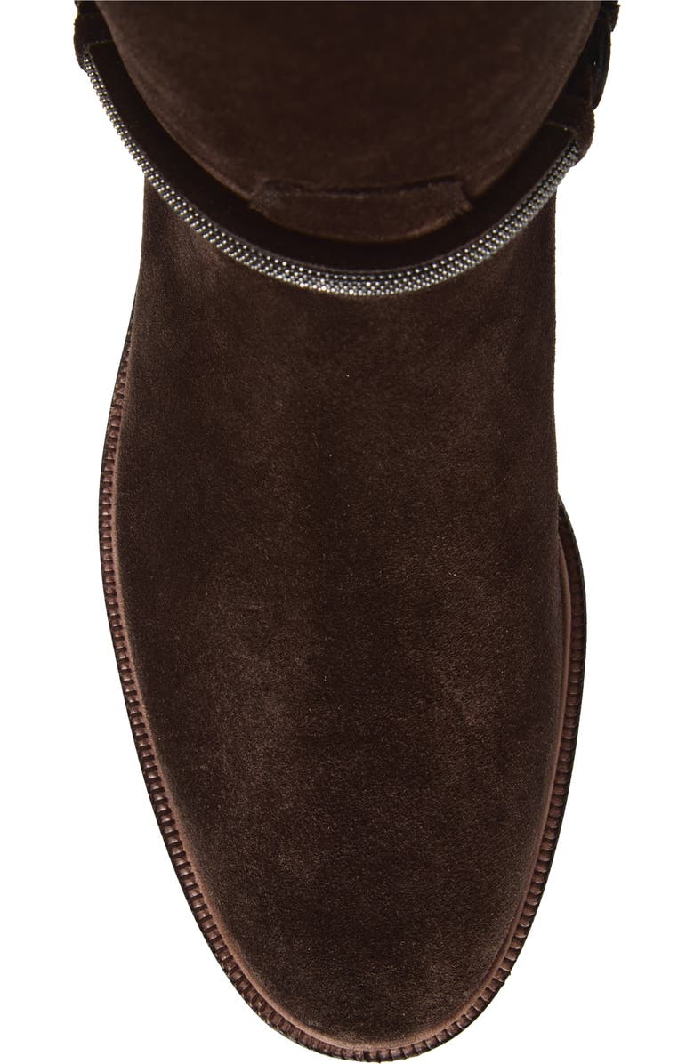 Brunello Cucinelli Monili Trim Tall Suede Riding Boot, Alternate, color, C9795 Pepper