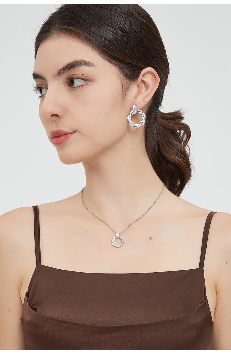 Classicharms Ysabel Pavé Eternity Twist Hoop Pendant Necklace, Alternate, color, Silver