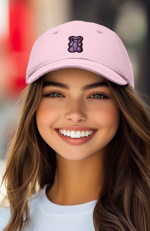 Dalix Purple Gummy Embroidered Cap In Washed Pink