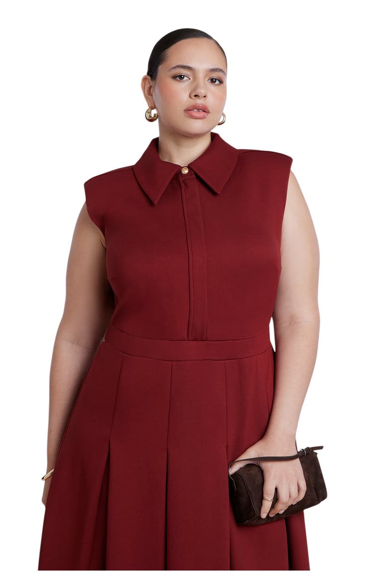 Ponte Sleeveless Midi Shirt Dress, Alternate, color, FIRED BRICK