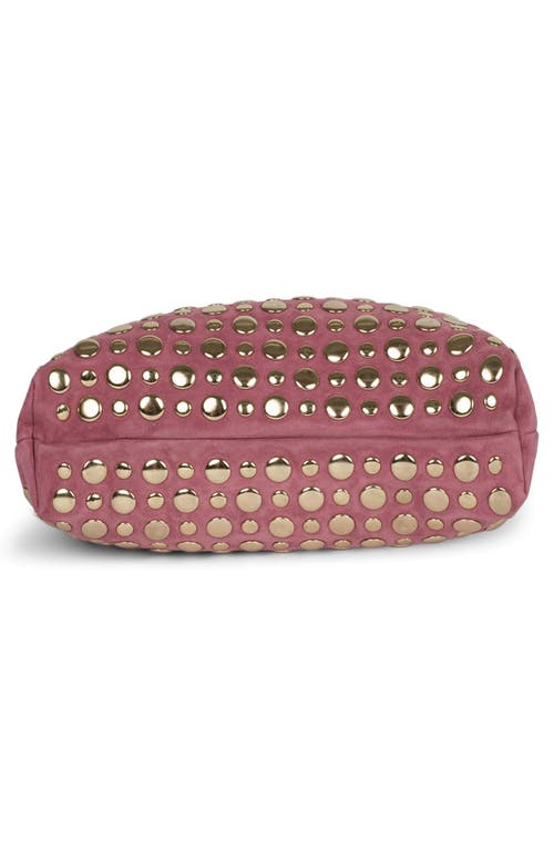 Jeffrey Campbell Lil-brat Leather Handbag In Dusty Rose Suede Gold