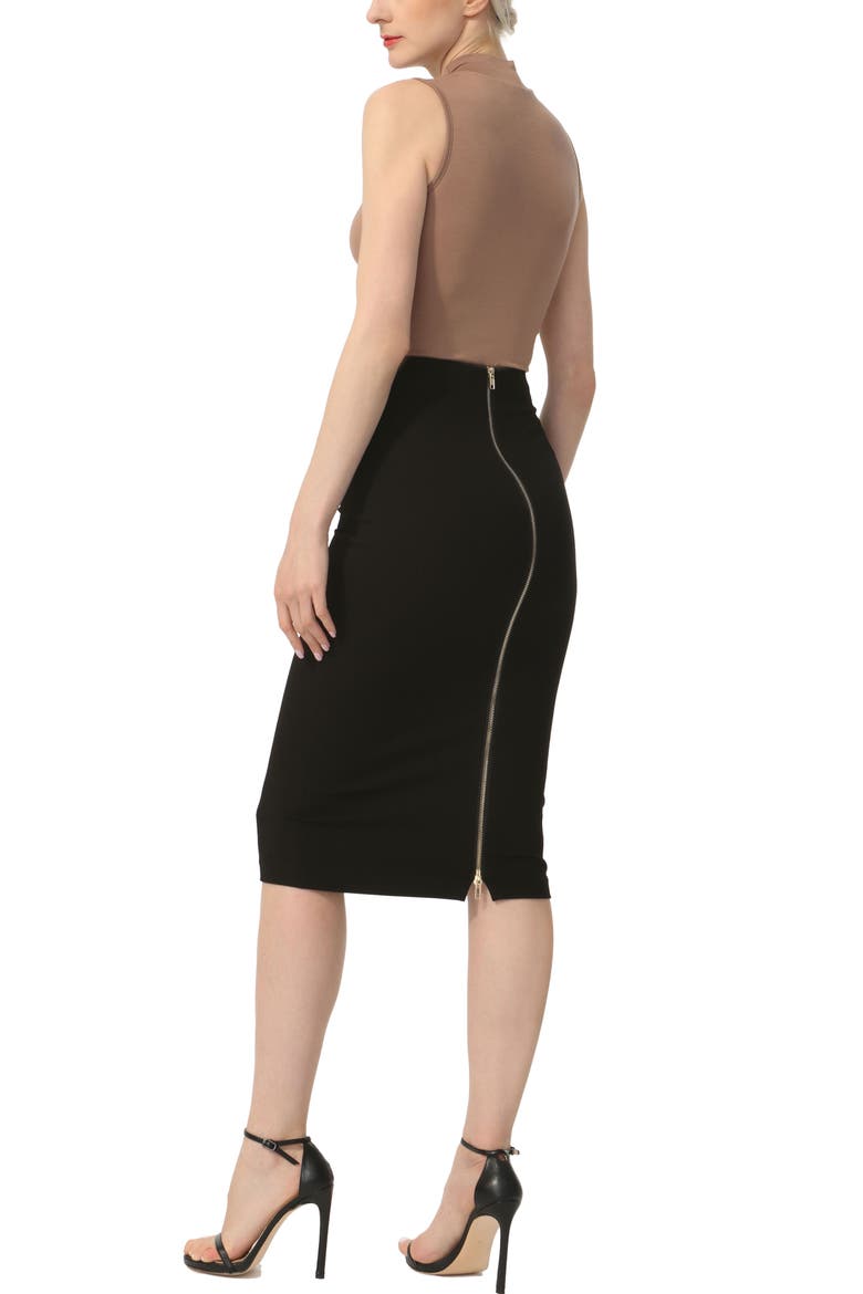 Women's Exposed Back Zip Pencil Skirt, Alternate, color, Black