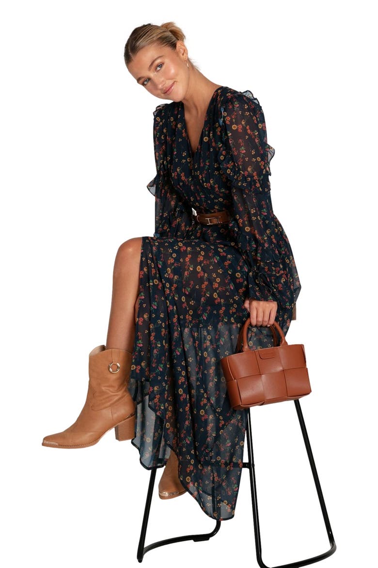 Come As You Are Floral Maxi Dress, Alternate, color, Navy