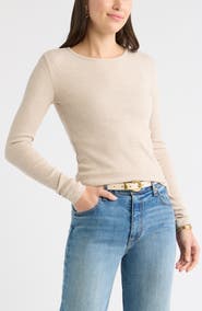 Caslon® Rib Crewneck Long Sleeve Top