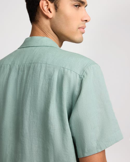 Onia Linen Pintuck Camp Shirt In Green