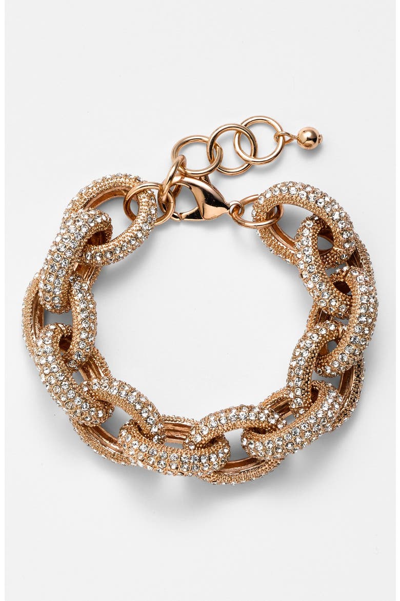 Pavé Link Bracelet, Main, color, ROSE GOLD/ CLEAR