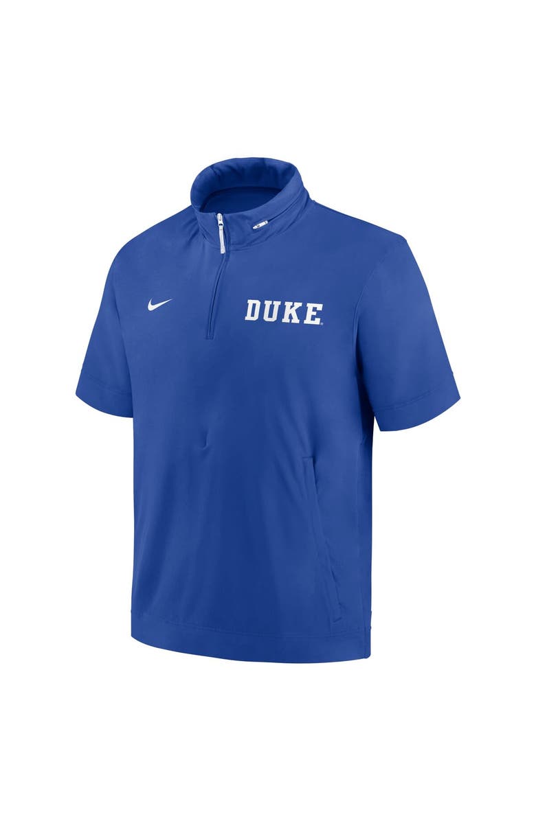 Nike Men's Nike Royal Duke Blue Devils 2024 Sideline Coach Short Sleeve Half-Zip Hoodie Jacket, Alternate, color, 