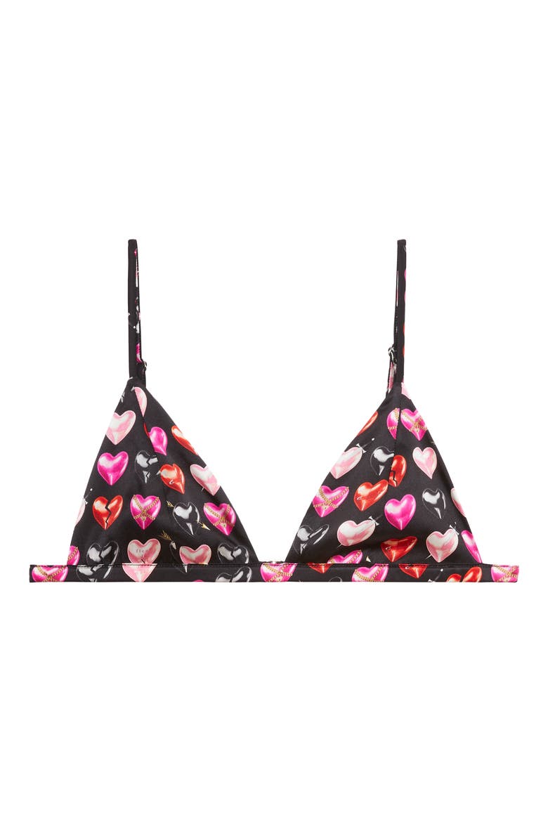 Luxe Triangle Bra, Main, color, BLACK MINI HEARTBREAKER PRINT