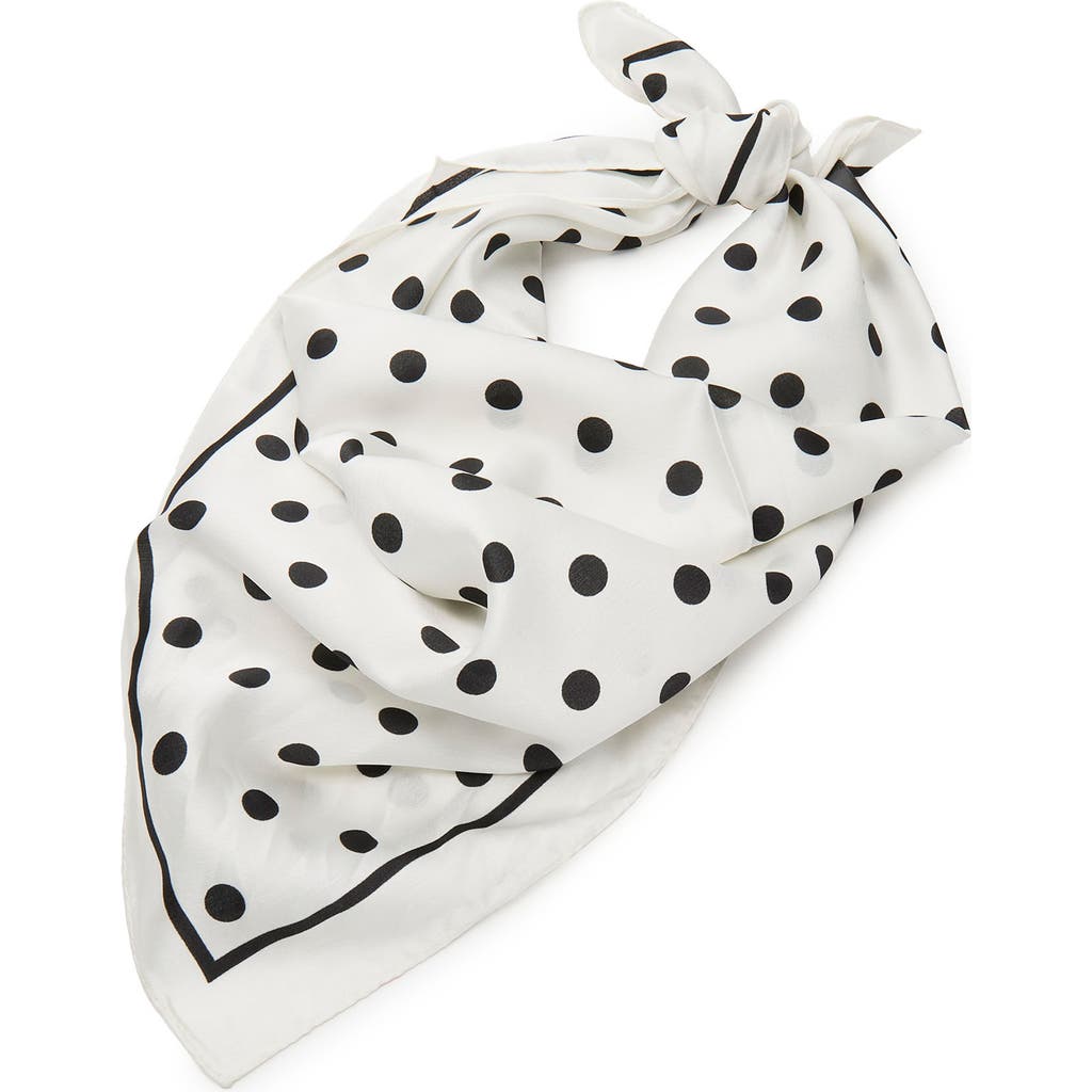 Lele Sadoughi Polka Dot Square Satin Scarf In White