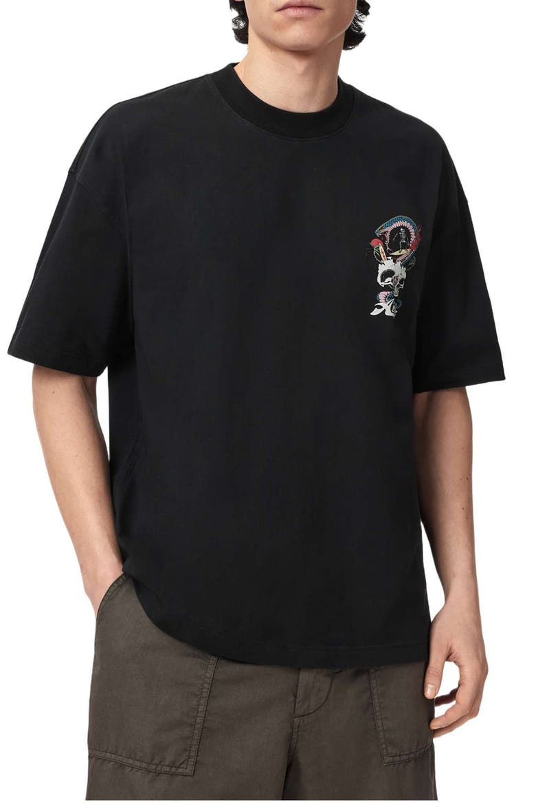 Snakepit Crewneck Graphic T-shirt, Main, color, WASHED BLACK