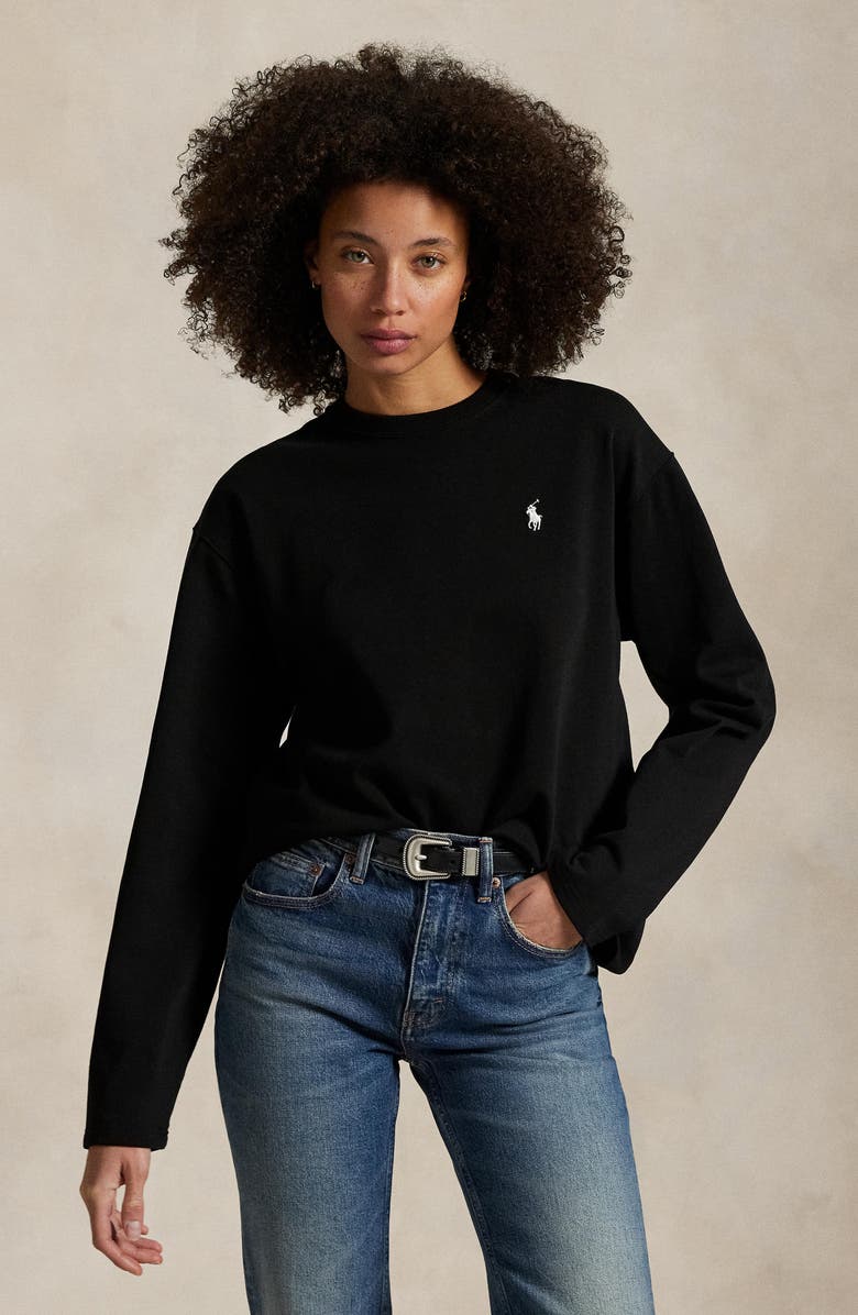 Polo Ralph Lauren Long Sleeve Cotton Jersey T-Shirt, Alternate, color, Polo Black