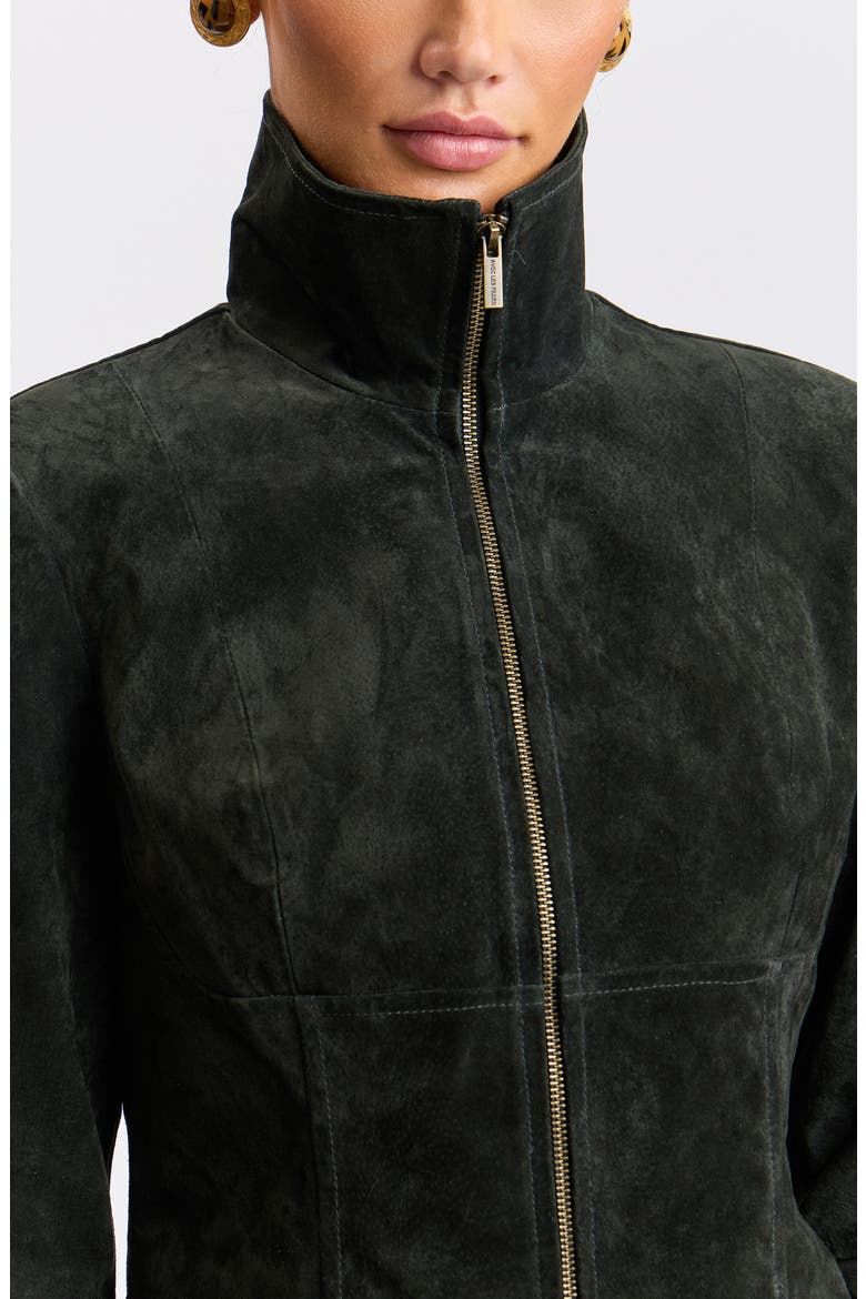 Front Zip Suede Jacket, Alternate, color, BOTTLE GREEN