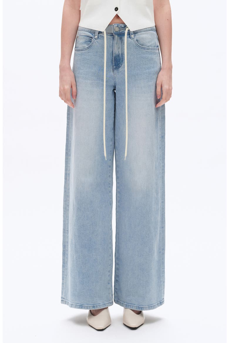 Drawstring High Waist Baggy Wide Leg Jeans, Main, color, LIGHT BLUE