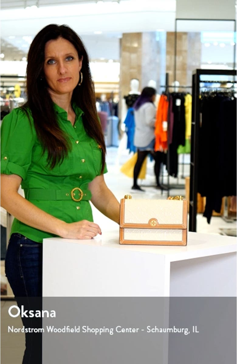 T Monogram Embossed Patent Leather Small Shoulder Bag, sales video thumbnail