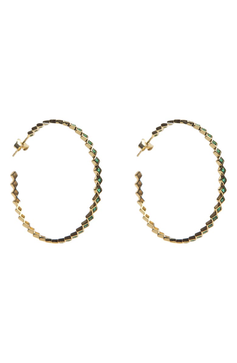 ARGENTO VIVO Princess Cut Cubic Zirconia Hoop Earrings, Main, color,